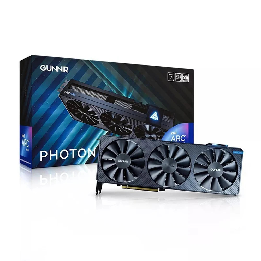 Original New GUNNIR Intel Arc A770 Photon 16G OC GDDR6 Graphics Card, 2400 Mhz 16GB 256-bit GDDR6,PCIE 4.0,3 Fan Video Card