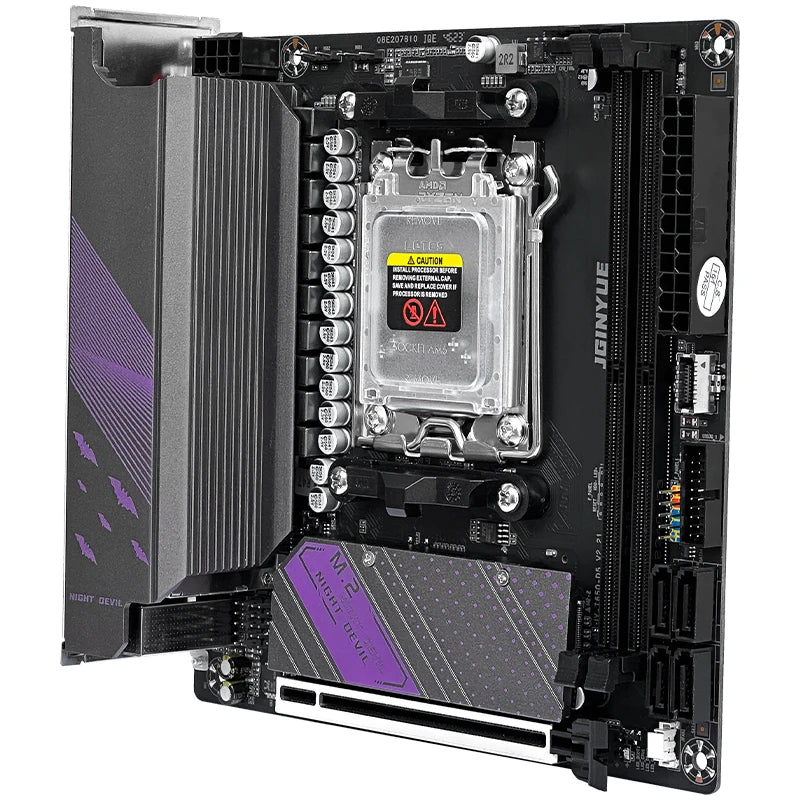 JGINYUE AM5 Motherboard supports AMD Ryzen 7000 series CPU processors DDR5 dual channel Memory RAM ITX B650i Night Devil