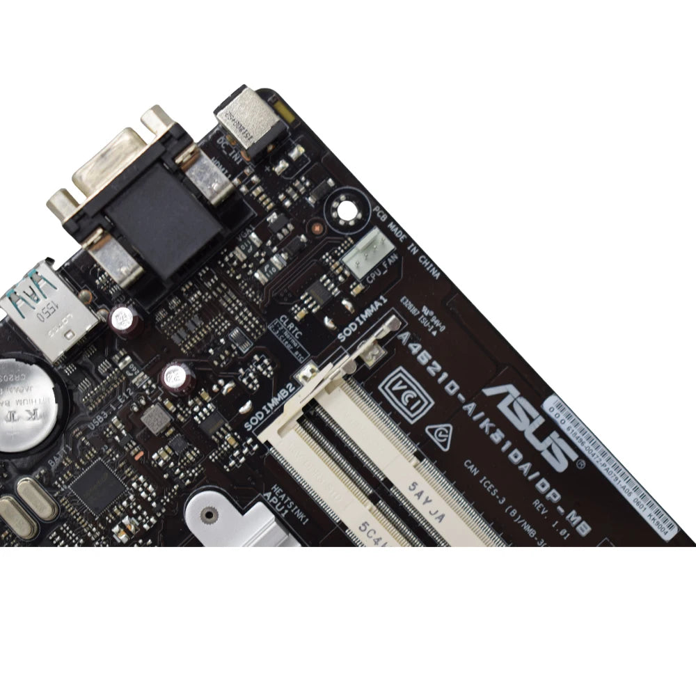 ASUS A46210-A/K31DA/DP_MB Desktop Motherboard AMD A4-6210 APU 1.8GHz, Radeon R3 Graphics, Low Power 15W, DDR3, SATA, Mini-ITX