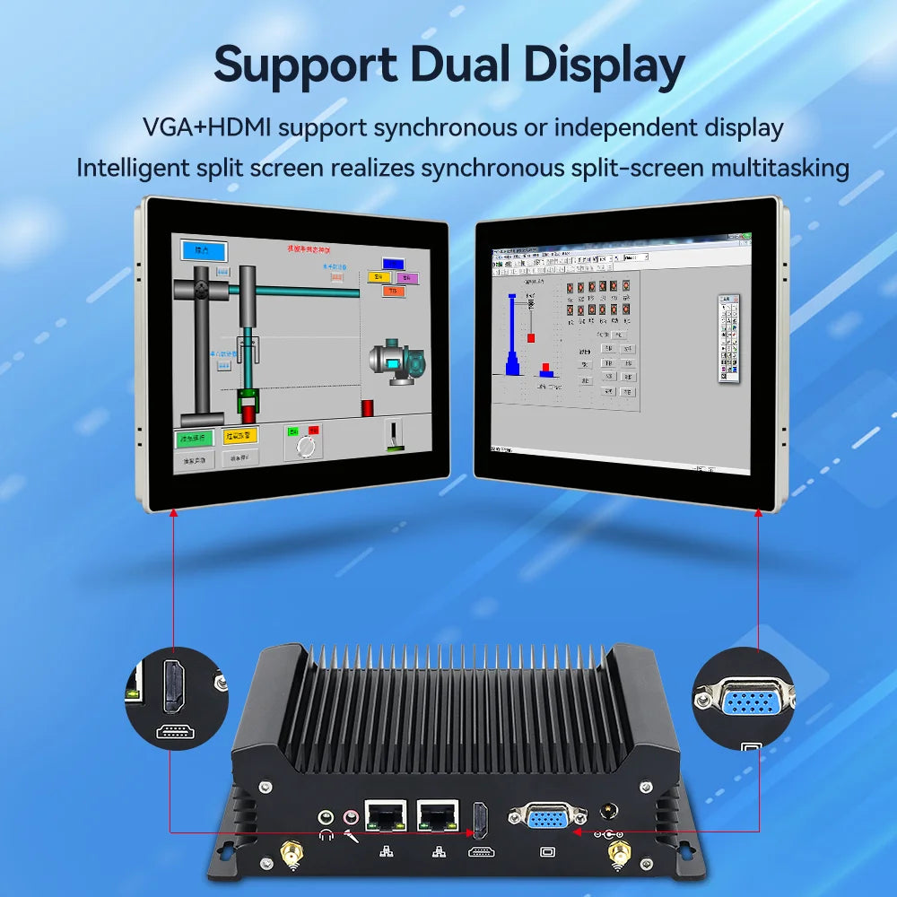 12th Gen Intel Core i5-1235U Fanless Industrial Mini PC 2x Gigabit LAN 2x COM RS232 8x USB Support WiFi 4G SIM LTE Windows Linux