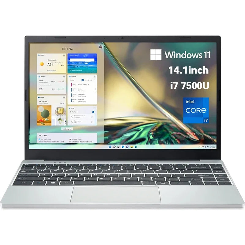 Intel Core i7-7500U 14.1 inch Laptop Computer Portable Windows 11 Notebook 12GB RAM 1TB 2TB SSD Office Study Laptops