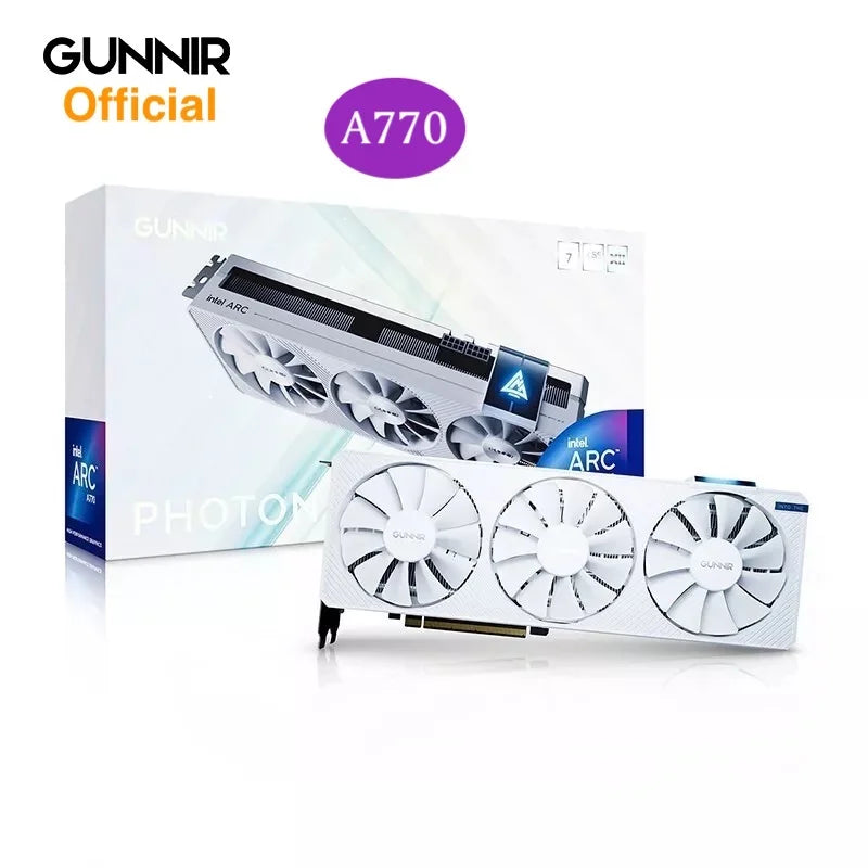 Original New GUNNIR Intel Arc A770 Photon 16G OC GDDR6 Graphics Card, 2400 Mhz 16GB 256-bit GDDR6,PCIE 4.0,3 Fan Video Card