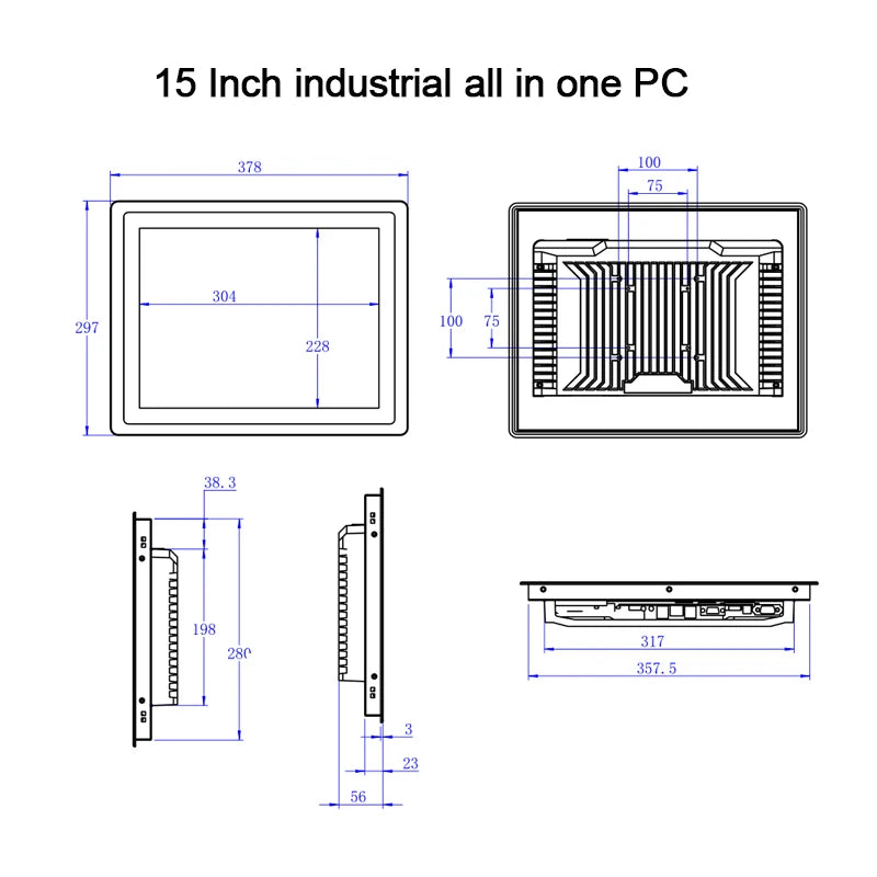 15 Inch Capacitive Touch Industrial Computer Intel i5-8365U CPU With WiFi Module Embedded Machine Tool Control PC
