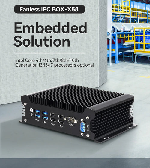 12th Gen Intel Core i5-1235U Fanless Industrial Mini PC 2x Gigabit LAN 2x COM RS232 8x USB Support WiFi 4G SIM LTE Windows Linux
