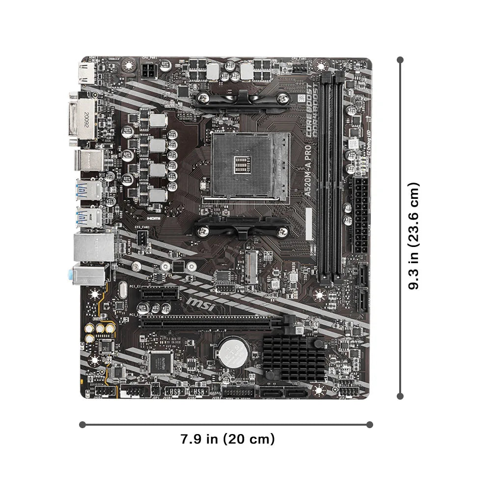 MSI AMD A520M-A PRO Motherboard Support Ryzen CPU R3 R5 R7 5000 & 3000 Series Mainboard AM4 M.2 NVME Dual Channel DDR4 Full New