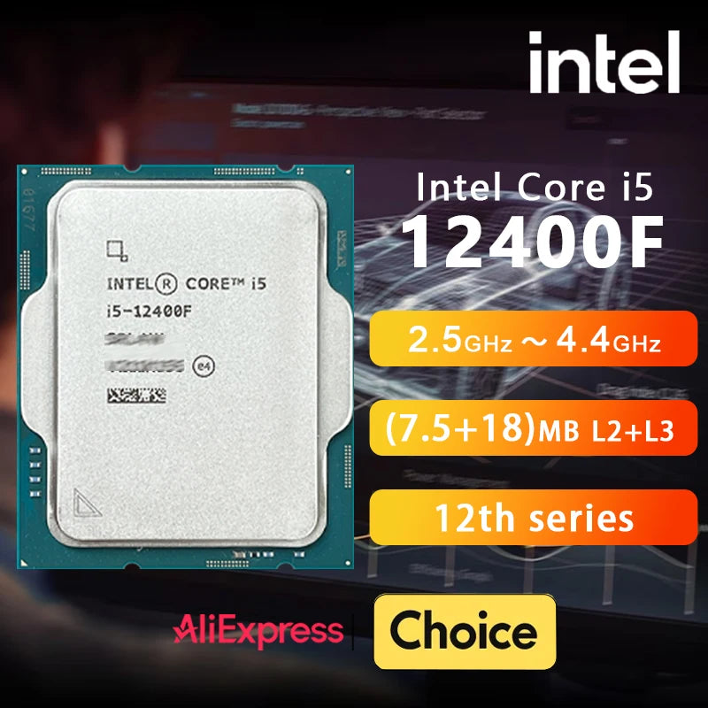 Intel Core i5-12400F New i5 12400F 2.5 GHz 6-Core 12-Thread CPU  10NM L3=18M 65W LGA 1700