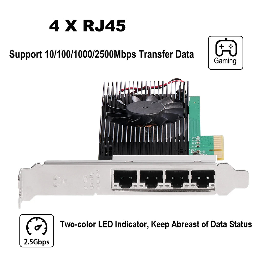 Intel I226 Chips 4 Port 2.5G RJ45 Network adapter PCIe PCI Express quad port 100/1000M/2500Mbp Gigabit Ethernet Network Lan Card