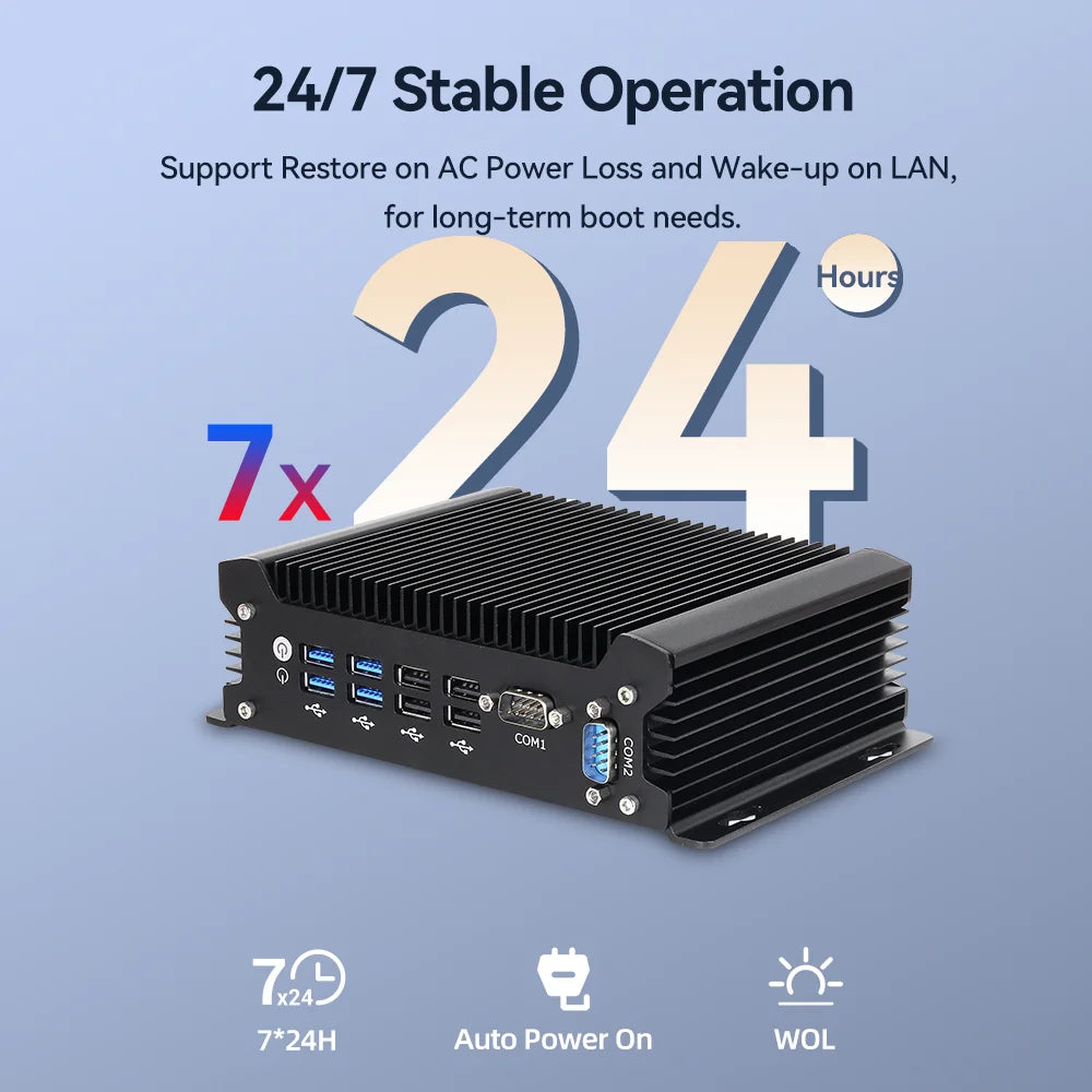 12th Gen Intel Core i5-1235U Fanless Industrial Mini PC 2x Gigabit LAN 2x COM RS232 8x USB Support WiFi 4G SIM LTE Windows Linux