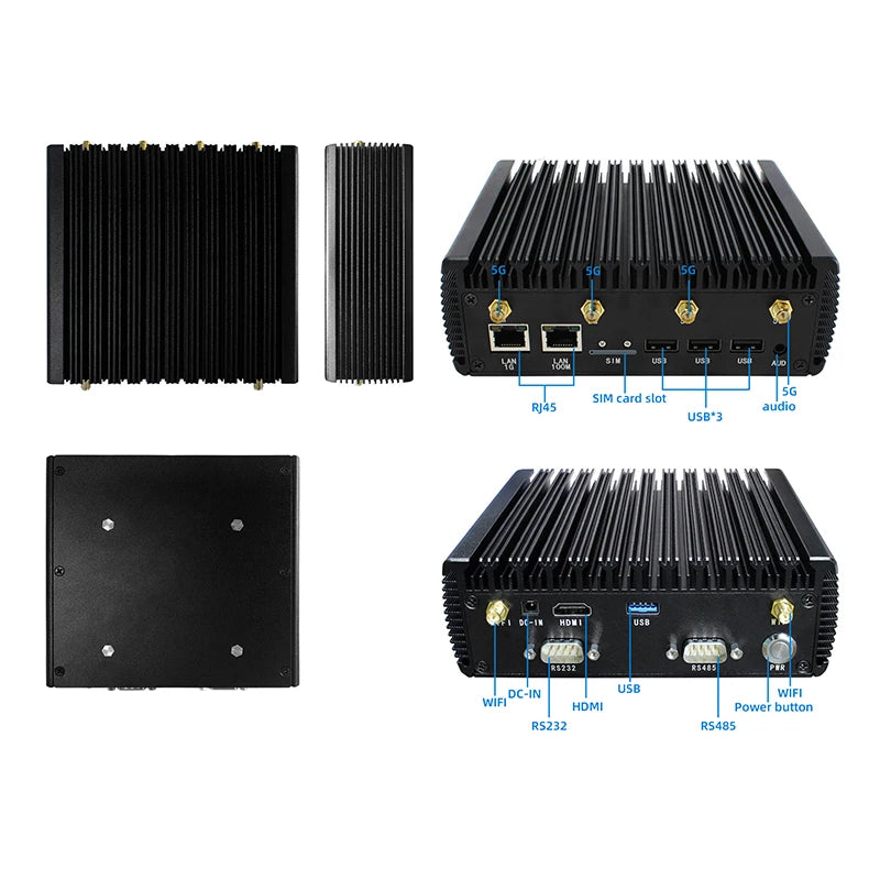 Intel Celeron N5100 Windows 5G Industrial Mini PC 8GB RAM 256GB ROM Rugged LTE WiFi BT4.0 Aluminum Metal Mini Computer