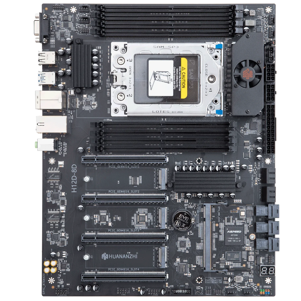 HUANANZHI H12D 8D Motherboard Set With AMD EPYC 7352 CPU 8*64GB DDR4 Support 8 Channel Memory Dual 2.5G Network IPMI BMC Module